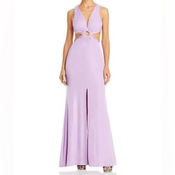 Aqua Violet Ruched Ring Maxi Evening Gown Sz L NWT - Picture 1 of 15